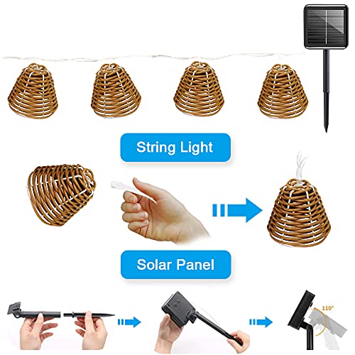 Solar String Lights 10 Led 11.5Ft Outdoor Waterproof Solar Patio Lights Bamboo Woven Decorative String Lights For Garden Patio Yard Home Wedding Parties Warm White (A) #TOP5
