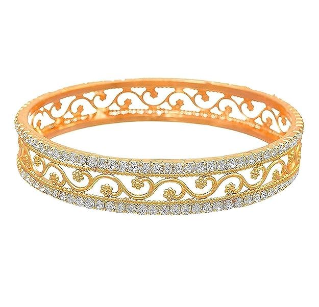 Image of CUTE GOLD 1 One Gram Gold Plated Traditional American Diamond Bangles for Women and Girls