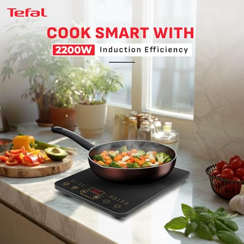 Image of Tefal EXPRESS IH Induction Cooktop | 2200W Fast Heating Power | Auto Pan Detection with 4KV Surge Protection | Sleek Polished Ceramic Glass