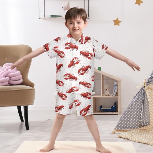 Image of Boccsty Red Strawberry Boy Summer Shorts Sets Hawaiian Toddler Boys T-Shirt & Pants 2 Pcs 3T-10T
