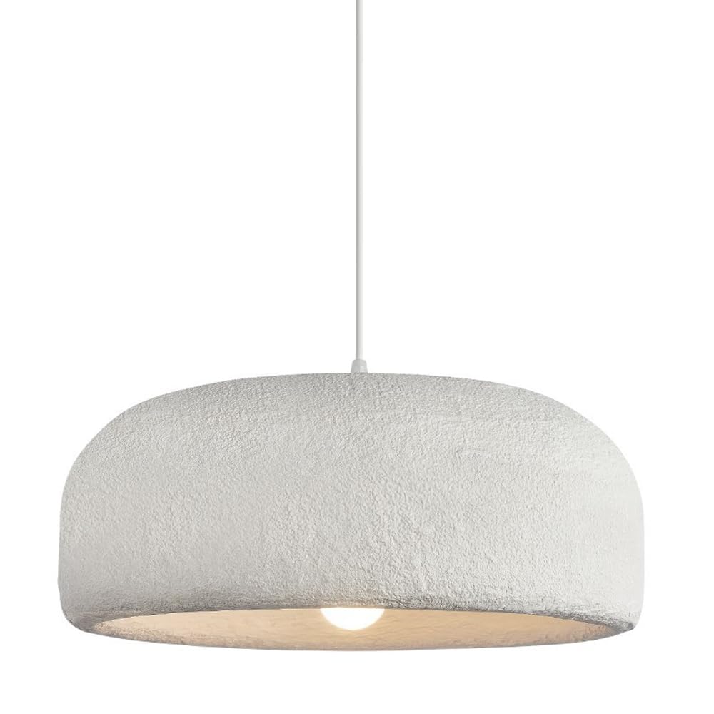 YNVIOZM 15.7" Modern Dome Pendant Light Wabi-Sabi Resin Hanging Ceiling Lighting Fixture for Dining Room Kitchen Island