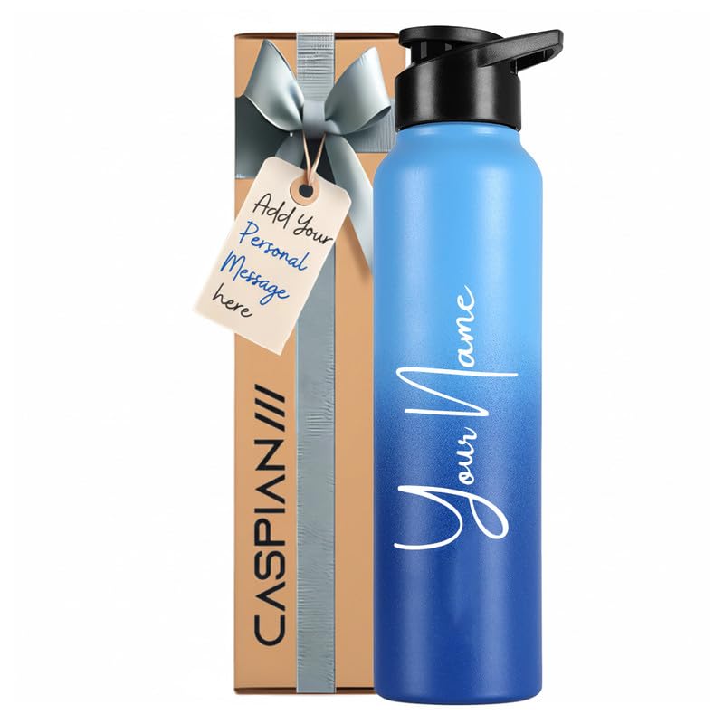 Image of CASPIAN / / / Hike Stainless Steel Customize Sipper Water Bottle Leak Proof Thunder for Fridge Home Office Travel School Kids Boys Girls Adults Sports Gym Yoga (P Blue 1 Litre, Set of 1)