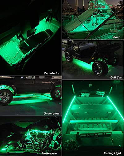 Image of Car Led Strip Lights 24 inch Connectable Green 12V Led Light Strip for Cars Golf Cart Boat Marine Motorcycle Waterproof Strip, 4Pack