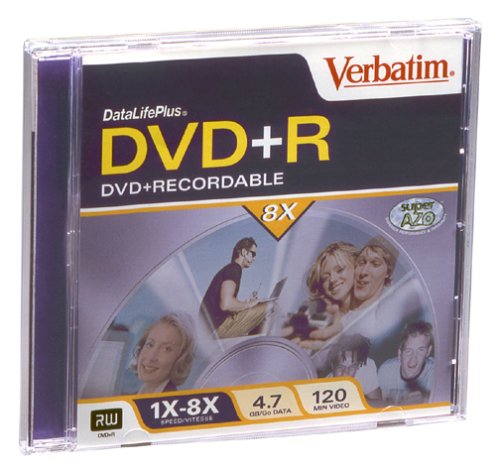VerbatimDVD+R 4.7GB 8X DATALIFE +-Branded W/JC 1PK (94799)
