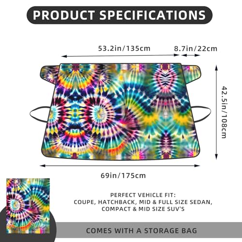 Cubierta protectora de hielo y nieve para coche Exotic Tribe con diseño de teñido anudado 5