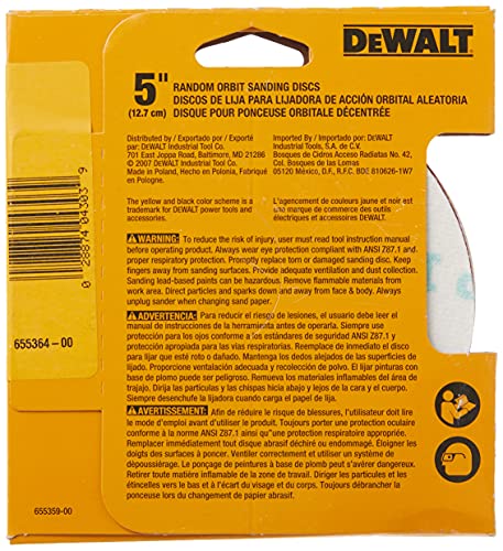 Dewalt Dw4303 5-Inch 8-Hole 120-Grit Hook-And-Loop Random Orbit Sandpaper (5-Pack) #TOP2