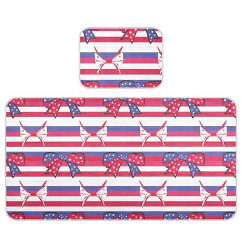 Takiito Independence Day Bows Baby Cooling Mattress Pad, Soft & Breathable Cooling Mat Keep Baby Cool in Summer 28x52 in, Nursery Essential