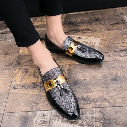 Dress Shoes for Men Men's Black Gold Leather Flat Casual Shoes for Everyday Wear3
