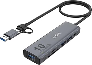 LETLEX USB C 3.0 USB C 3.2 gen 2 Cables with SSD Card Reader USB 3.1 hub & Thunderbolt SSD 6-in-1 USB 3 to USB C Storage Drive USB C to USB Adapter Cable Portable Type C Adapter Hub –106.3*33*15mm