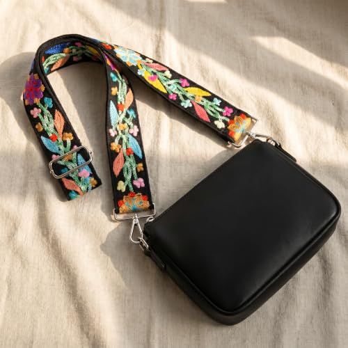 Image of Crochet Flower Purse Strap,Knit Wide Replacement Crossbody for Shoulder Strap Bag Adjustable 2inch Guitar Strap