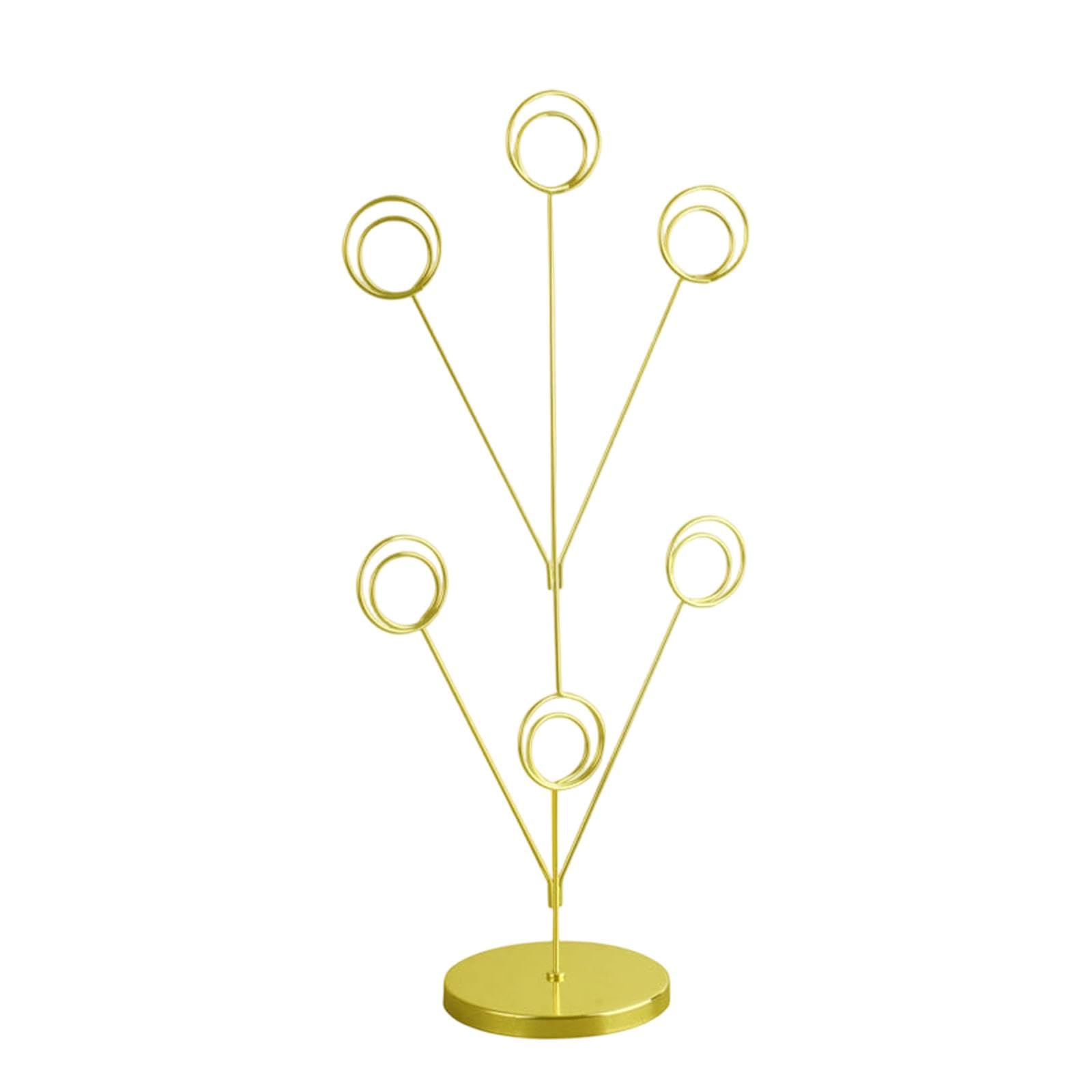 Fenteer Family Tree Picture Frame Holder 6 Branch Elegant Gift Holder Clip for Restaurant Labels Reserved Signs Home Gifts, Golden