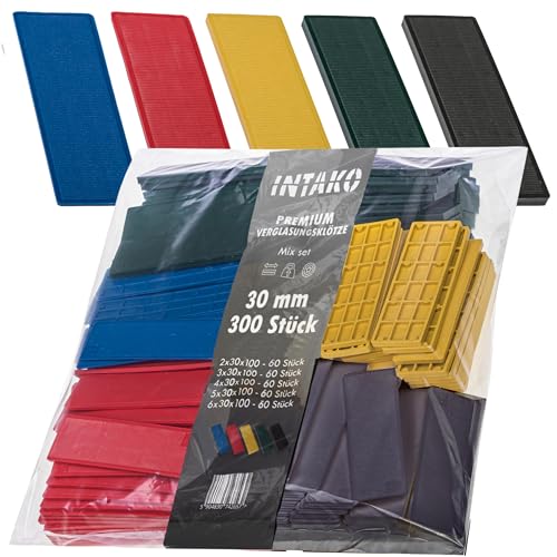 INTAKO Cale Plastique de Reglage - 30/40/44/50 x 100 mm - - Jeu de Cale Fenetre - Cales en Plastique Pour Terrasse Bois - Calle PVC Plastic (30mm - 2-6mm - 300...