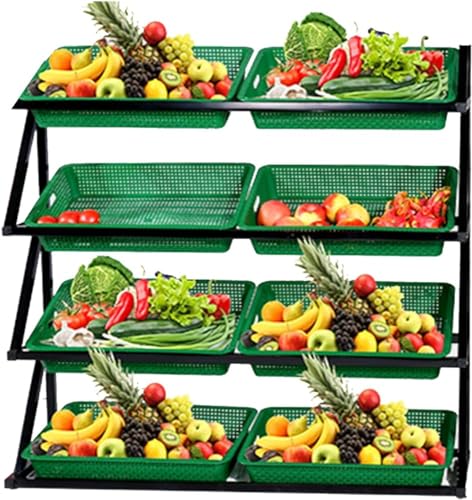 Étagère de supermarché à 4 niveaux avec paniers inclinés pour stocker vos en-cas