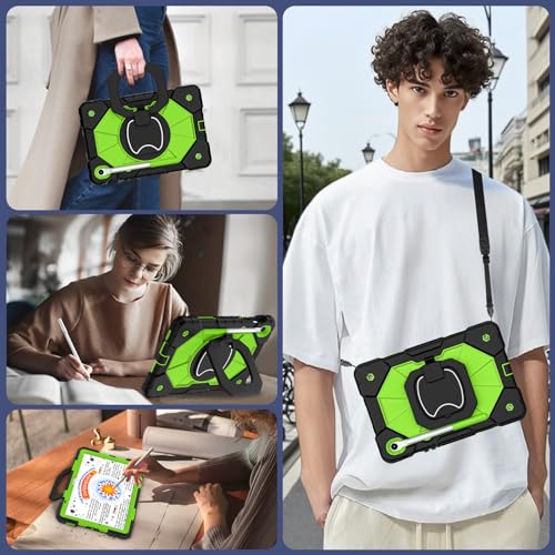 Image of WESOROL Case for Samsung Galaxy Tab S10 Lite /S10 FE /S9 FE 10.9 Inch Galaxy Tab S9 11 Inch,Shockproof Cover for Samsung S9 FE Tablet Case with Screen Protector Rotate Stand Pen Holder,Black Green