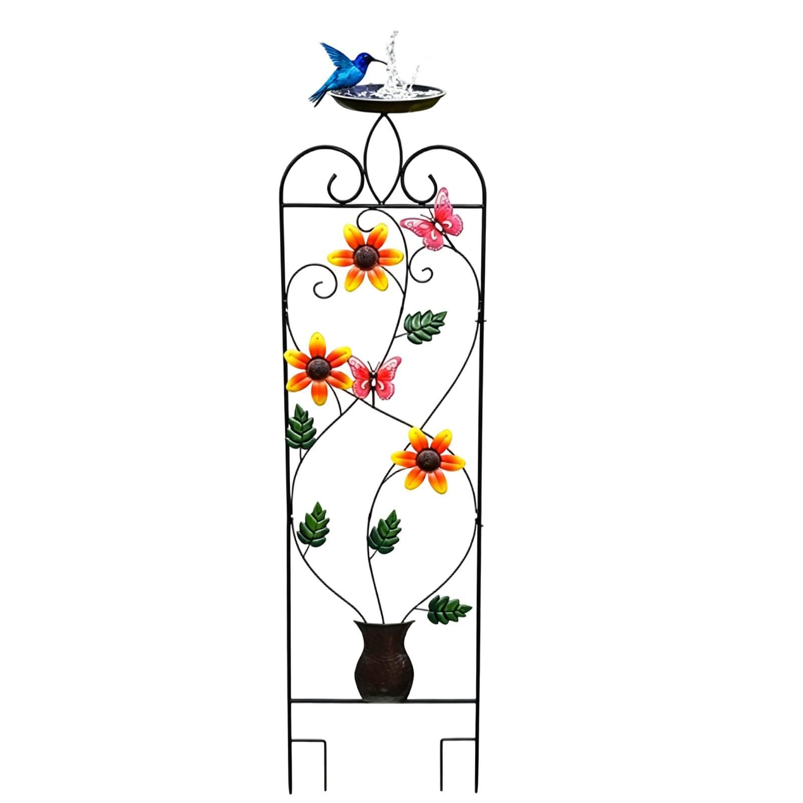 Metal Trellis Soporte de Jardín Resistente a la Intemperie | Enrejado Alto con Bebedero para Aves Para flores rosas verduras trepadoras camas elevadas patio jardín césped