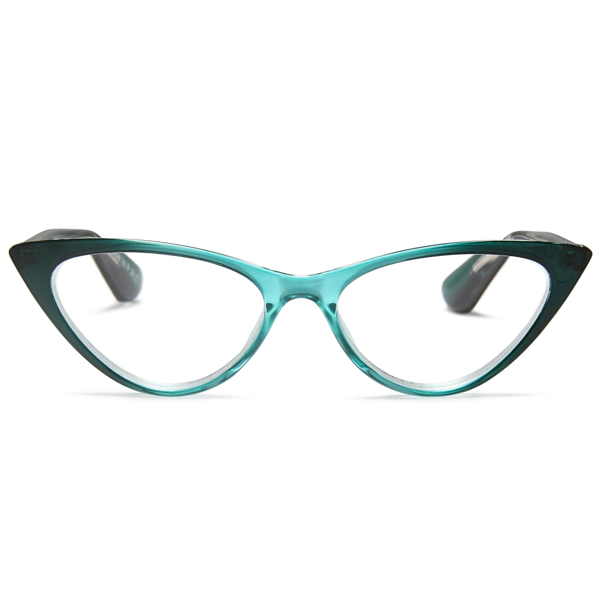 Photo 1 of 2SeeLife Small Cat Eye Reading Glasses for Women – Narrow-Medium Fit, Sturdy Frame, Spring Hinges, Premium Funky Readers, Emerald, +2.00
