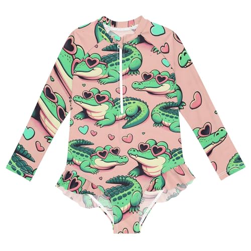 Image of Girls One Piece Swimsuits Long Sleeve Swimsuit Zipper Bathing Suits Swimwear