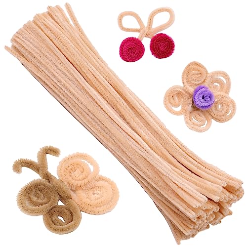 100 Pieces Pipe Cleaners Chenille Stem, Beige Color Pipe Cleaners Set for Pipe Cleaners DIY Arts Crafts Decorations, Chenille Stems Pipe Cleaners (7 mm x 12 Inch)