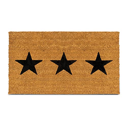 Image of PLUS Haven Coco Coir Door Mat with Heavy Duty Backing, Three Stars Doormat, 17.5”x30” Size, Easy to Clean Entry Mat, Beautiful Color and Sizing for Outdoor and Indoor uses, Home Décor