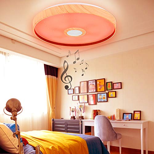 IYUNXI LED Starlight Music Ceiling Light with Bluetooth Speaker 36W 15Inches Dimmable Color via Remote Control App Music Ceiling Light 6400LM LED Ceiling Light Fixture for Bedroom,Living Room