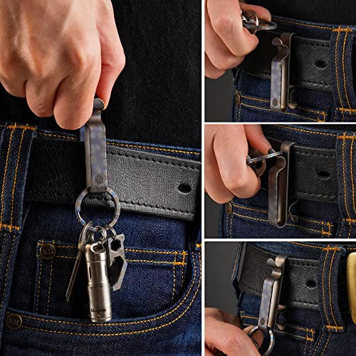 Image of KeyUnity KM00 Titanium Belt Loop Keychain Clip Double Side Quick Release Key Holder with Detachable Key Ring
