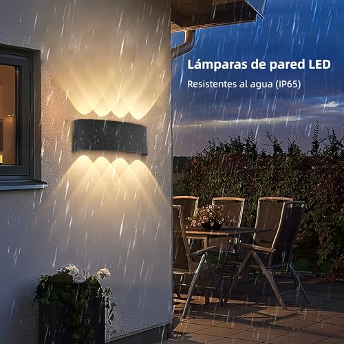 Lámparas de pared exterior 8W de aluminio negro con protección IP65 para balcón 3