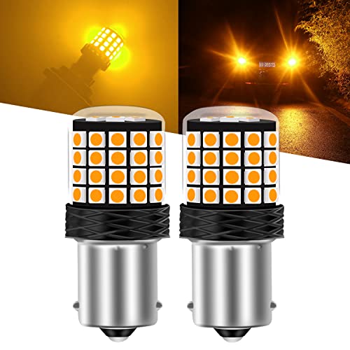 Sidaqi 1156 BA15S P21W Bombilla LED Ámbar Amarillo 12-24V 54SMD 3030 42W Super brillante 2200LM Canbus P21W 7506 1141 Bombilla LED para luces intermitentes delanteras y traseras -2PCS