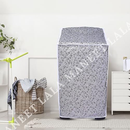 Image of Top Load Washing Machine Cover Pvc Suitable For - Lg-8-10kg | Black & Grey - Size: 60X60X93Cm