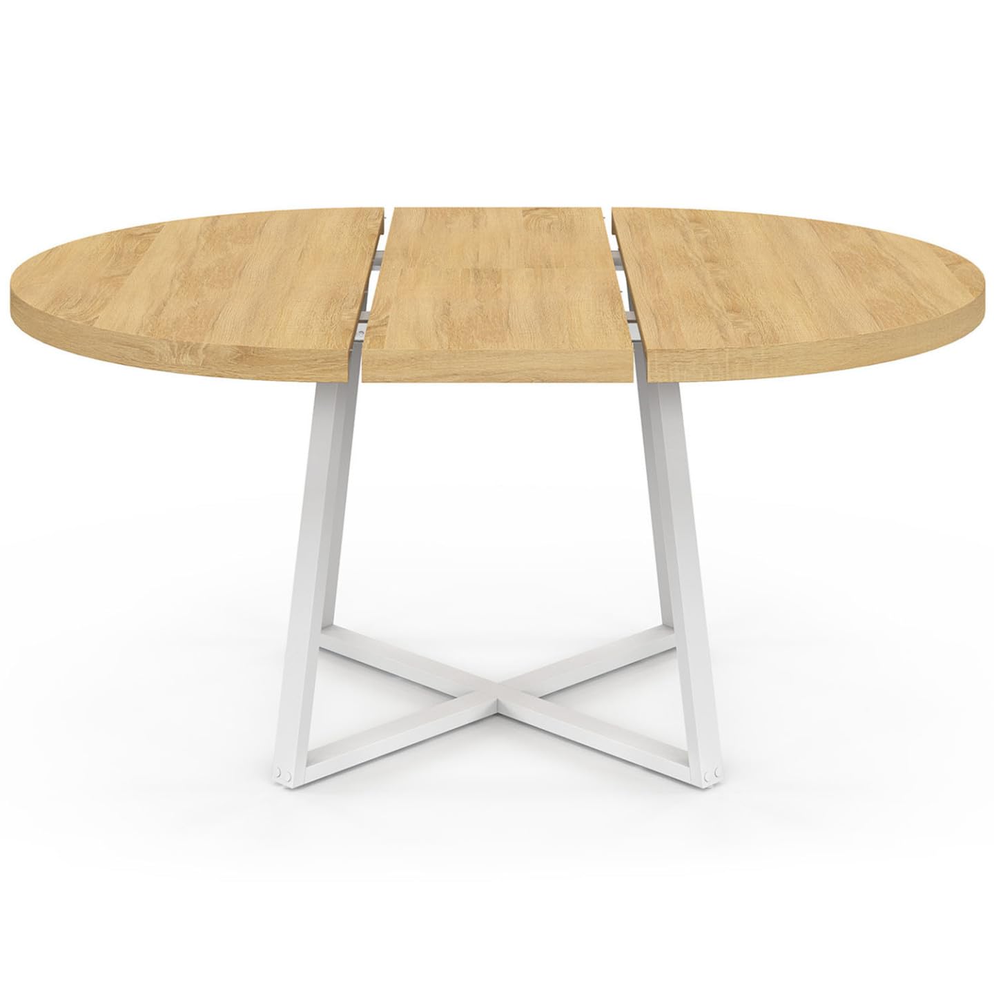 IDMarket - SELMA tavolo da pranzo rotondo allungabile 4-8 persone legno e bianco 110-150 cm