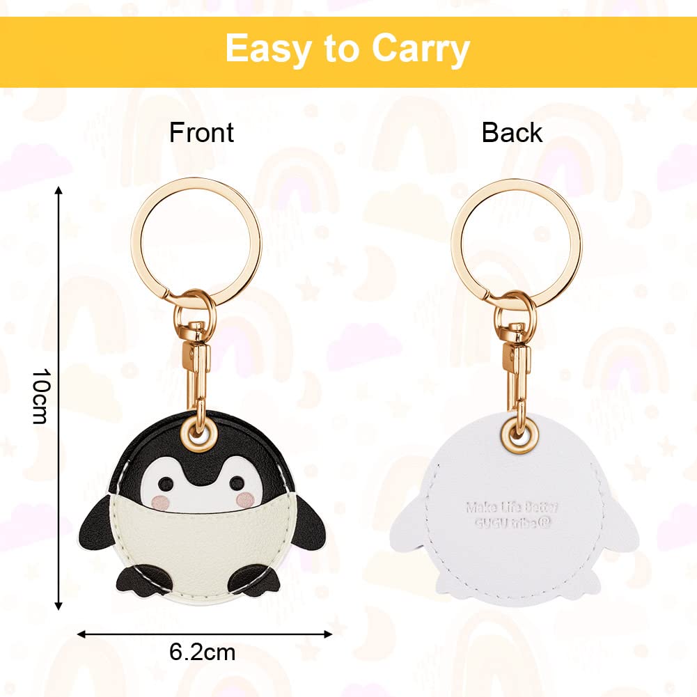 AXFEE 360° Protective Case for Apple Air-Tag, Penguin Leather Keyring Case, Holder for Air-Tags, Decorations for Key, Bag, Pet Collar — view 3