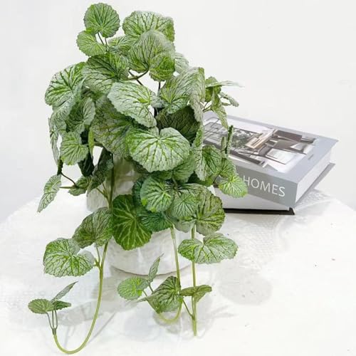 Leap Raupe フェイクグリーン 吊り下げ リアル 壁掛け 観葉植物 造花 インテリア ユキノシタ フェイク シルバーグリーン 40cm [2]