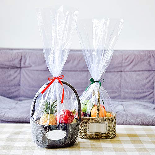Image of LazyMe Shrink Wrap Bags for Gift Baskets, 18x24 Inch, 10 Pcs | Clear PVC, Heat Shrink Wrap, Cellophane Wrap, Fits Small to Medium Gift Baskets, Christmas, Easter, Baby Shower