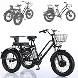 DJFYVAEIO 20-Zoll-Dreirad, 90 Kg Tragfähigkeit, Geeignet Für Den Transport Einer Person, Mit Gepäckkorb, Für Erwachsene, Ideal Für Den Täglichen Weg Zur Arbeit, Selbstmontage Erforderlich