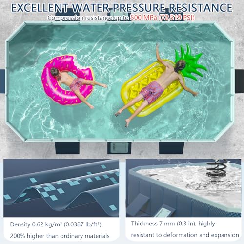 Składany basen dla dorosłych, Heavy Duty Non Inflatable Outdoor Wading Pool, szybka konstrukcja z podwójnymi otworami odpływowymi, łatwa konfiguracja przydomowa wanna do gry w wodzie do letniego chłod