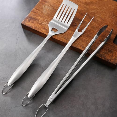 Kit parrillero acero inoxidable 3 piezas con mango ABS miniatura 4