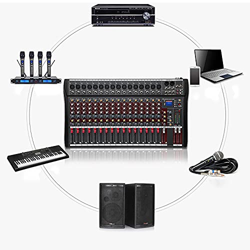 8/12/16 Channel Audio Mixer, Soundboard Mixing Console Sound Mixer Dj Sound Controller With Usb & Bluetooth, Studio Audio Mixer For Professional And Beginners (16 Channel) #TOP4