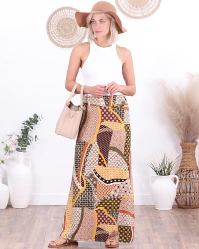 Image of Popana Long Maxi Skirt for Women, Flowy Long Skirts for Women | High Waisted Soft Trendy Rayon, Sundress Convertible Skirt, Long Length Bodycon Maxi Skirt, Petite and Plus Size