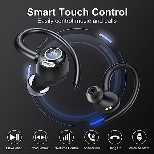 Csasan Auriculares Inalambricos Deportivos, Auriculares Bluetooth 5.3 con Llamada Clara CVC8.0, 48H de Reproducción HiFi Estéreo Cascos Inalambricos con Pantalla LED, IP7 Impermeables/Running/Sport