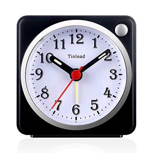 Small-Analog-Travel-Alarm-Clock-Silent-No-Ticking-Lighted-on-Demand-and-SnoozeBattery-OperatedBeep-Ascending-Alarm-Black Small Analog Travel Alarm Clock Silent No Ticking, Lighted on Demand and Snooze,Battery Operated,Beep Ascending Alarm (Black) - Image 1