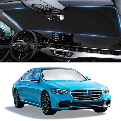 Image of Windshield Sun Shade for Mercedes Benz S Class W222 S400 S550 2015-2026 | Custom-Fit Mercedes Benz S Class Sun Visor Protector, 99% UV Block Heat Sun Shield Front Window Sunshade