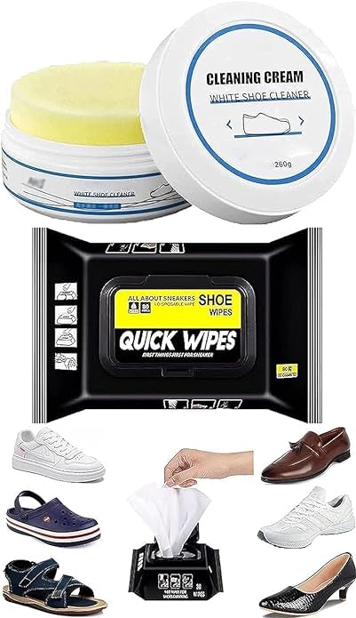 Kiroolpa White Shoe Cleaning Cream 260gm & Natural Sneaker & Shoe Cleaner Wipes - 1 Packs of 80 COMBO | Portable Sneakers Cleaner Shoe Wipes | Shoes Whitening Cleaning,Shoes, Leather (B0CXFRXZX9) Amazon Price History, Amazon Price Tracker