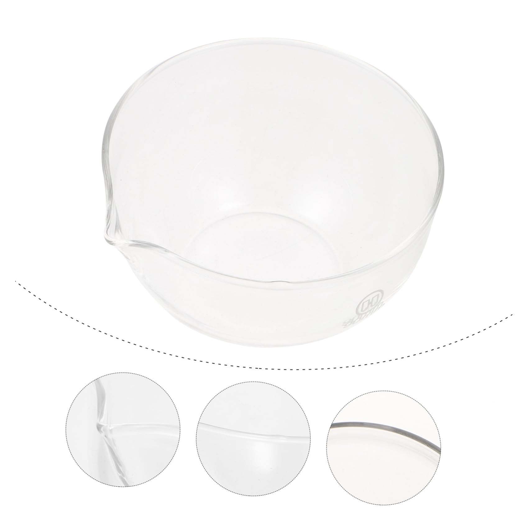 Holibanna Plat de Cristallisation Verre Résistant Haute Température avec Bec Bol Rond Évaporation Multi-usage pour Laboratoire et Cuisine