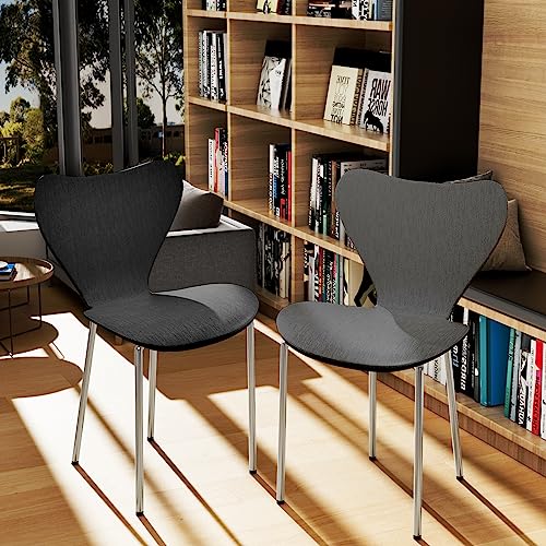 Lot de 2 chaises de salle à manger professionnelles avec pieds argentés - Design contemporain - Pour salle à manger, salon, chambre à coucher, cuisine -...