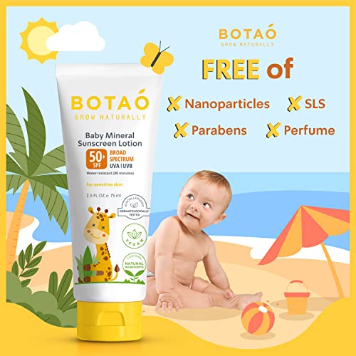 Botao Baby 100% Mineral Zinc Oxide Baby Sunscreen – Safe Natural Sunblock Lotion For Babies: Spf50 Broad Spectrum Uva Uvb,For Sensitive Skin Baby Face Body Protection thumb #2