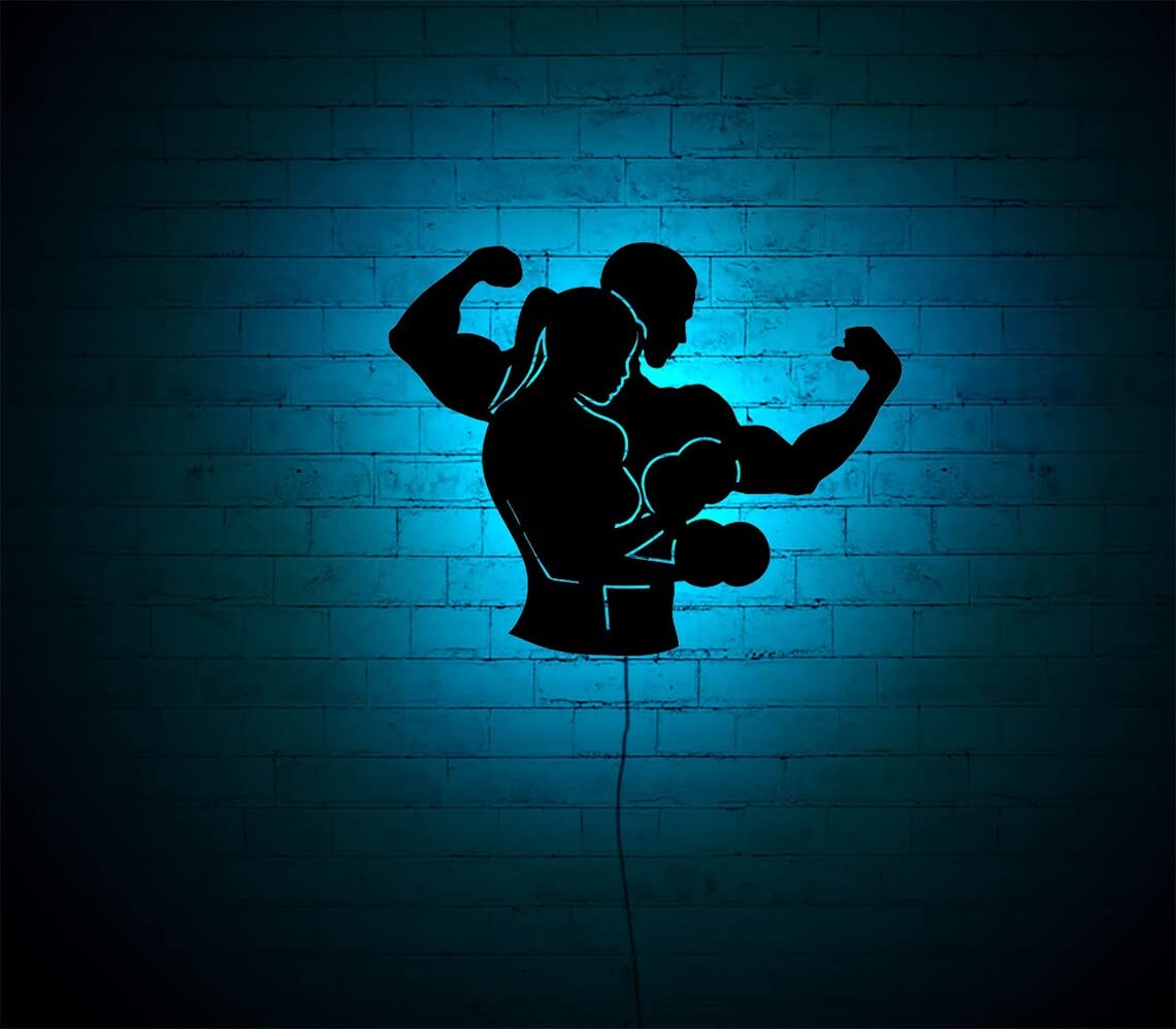 SHAYONA Gym Sport Fitness Lighted-up WallArt with RGB Color Changing Led, Wall Decor, Home Decor, Birthday Gift, Personalized Gifts, Gift,