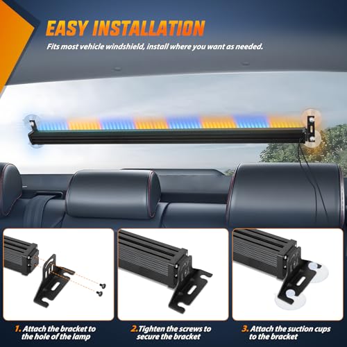 Image of Nilight 144LED Traffic Advisor Strobe Light Bar with Controller Amber Blue | Emergency Warning Lights Hazard Interior Front /Rear Windshield Flashing for Cars Plow Trucks Construction Vehicles