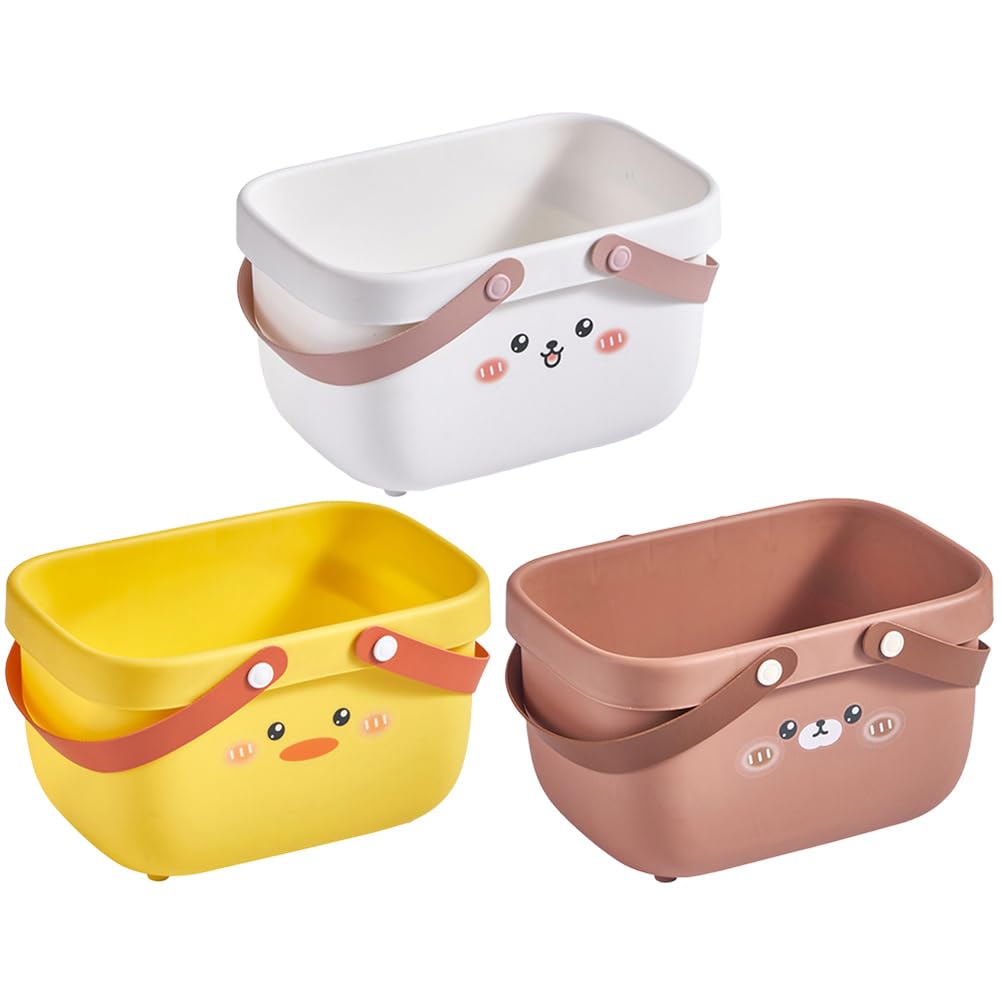 SHINEOFI Cesta de Ducha para Baño 3 Piezas con Asa, Cesta de Almacenamiento Portátil en Pp, Diseño Abierto Compacto, Adecuado para Accesorios de Baño y Organización en Hogar, Oficina