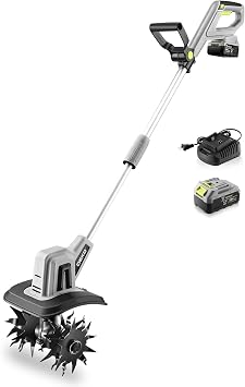 20V Cordless Tiller Cultivator,48 Steel Tines Garden Tiller,9inch Wide Electric Tiller for Gardening,Garden Rototiller with 4AH Battery and Charger Included