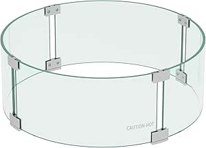 Amazon.com : WO Home Furniture Round Tempered Glass Fire Pit Guard Kit ...