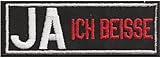 JA Ich beisse, Bull Dog Rocker Biker Kutte Aufnäher Aufbügler Sticker Patch